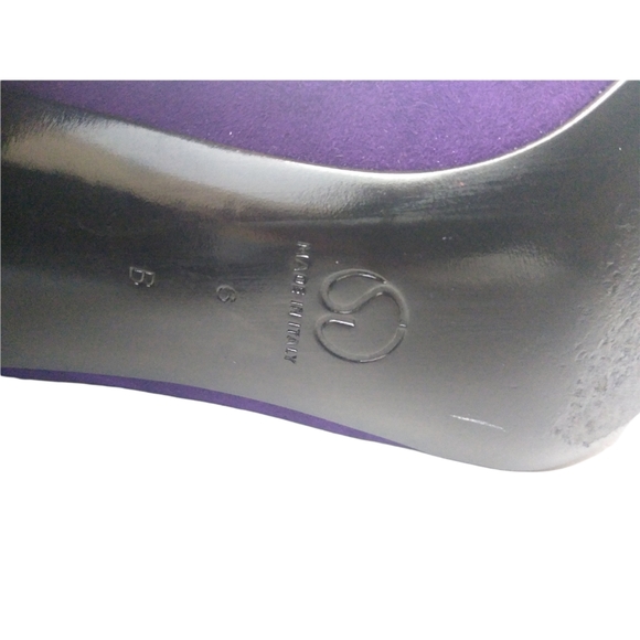 St. John Womens Purple Gold Leather Suede Square Heels Pointed Toe Shoe Size 6B - Picture 9 of 12